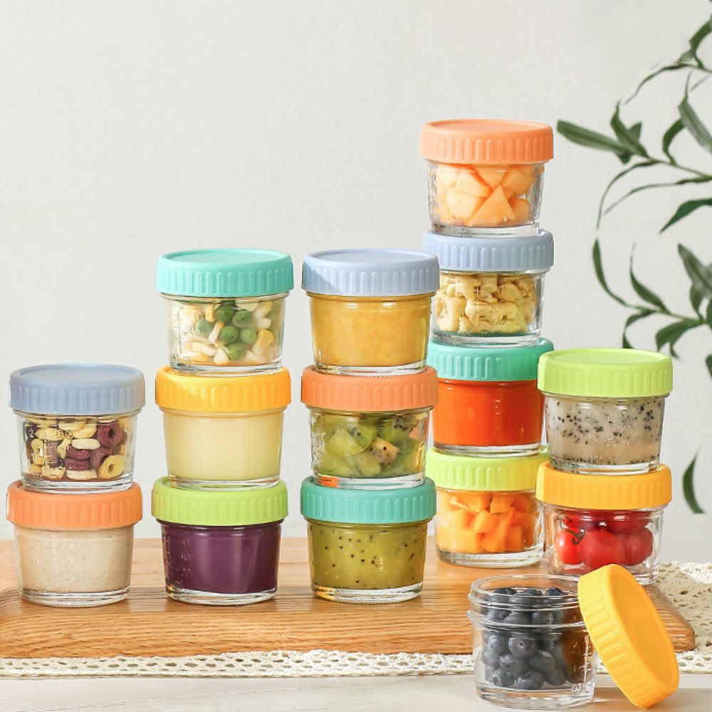 Baby Food Containers Glass - 6pcs Glass Baby Food Jar Reusable