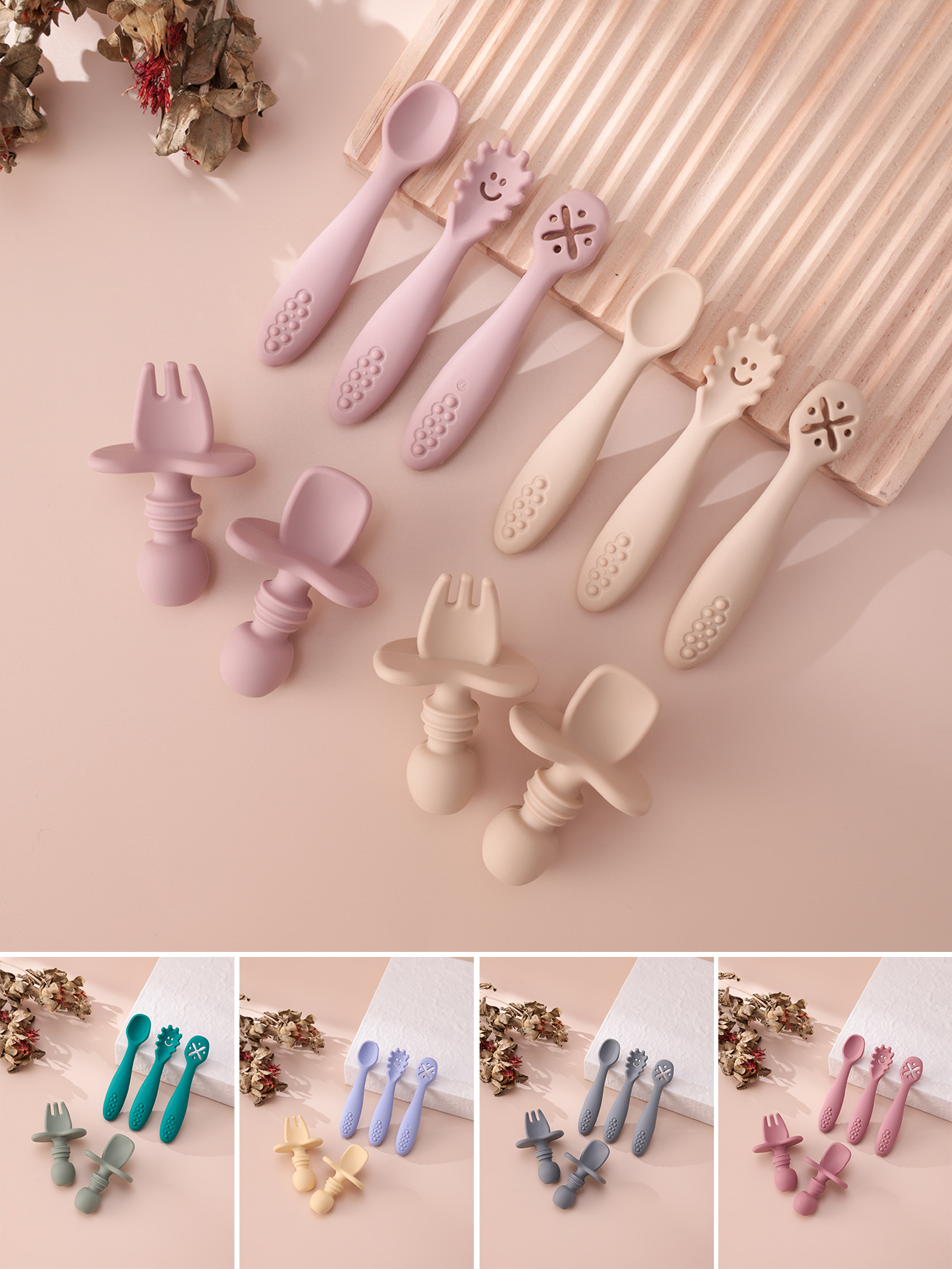 Baby Food Utensils - 5PCS Cute Baby Feeding Set Soft