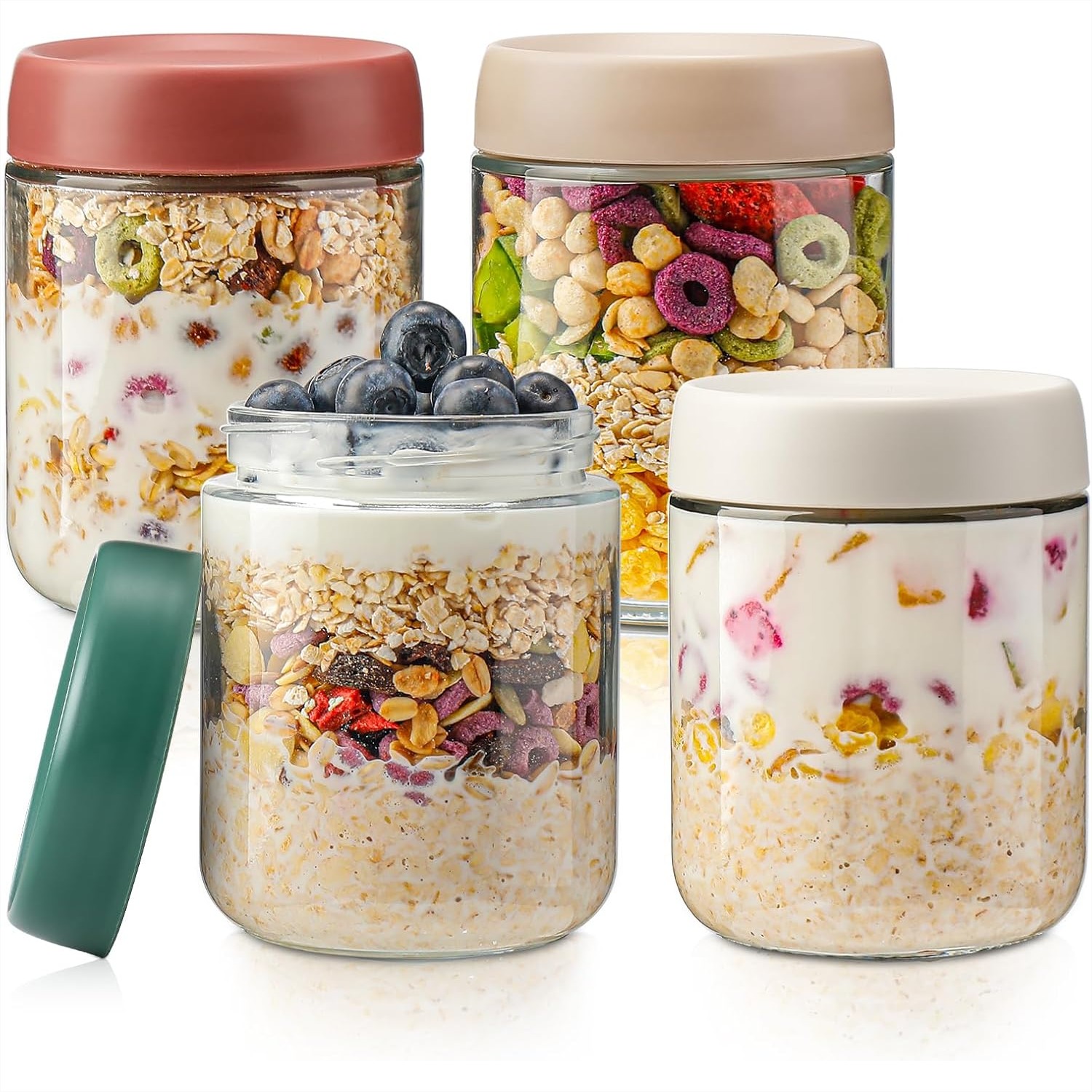 Baby Food Containers Glass - Glass Overnight Oats Containers with Lids,