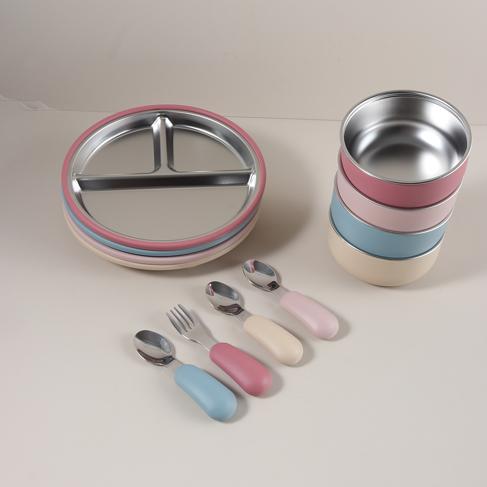 Baby Food Utensils - 4pcs/set Silicone Suction Bowl Plate Spoon