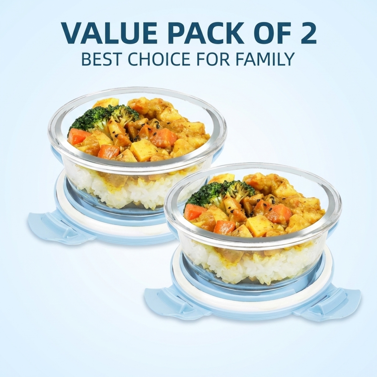 Baby Food Containers Glass - Microwave & Fridge Safe Blue Glass