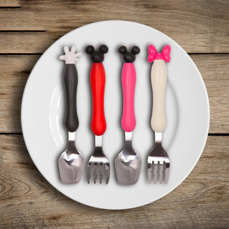 Baby Food Utensils - Cartoon Mickey Children Spoon Fork Set