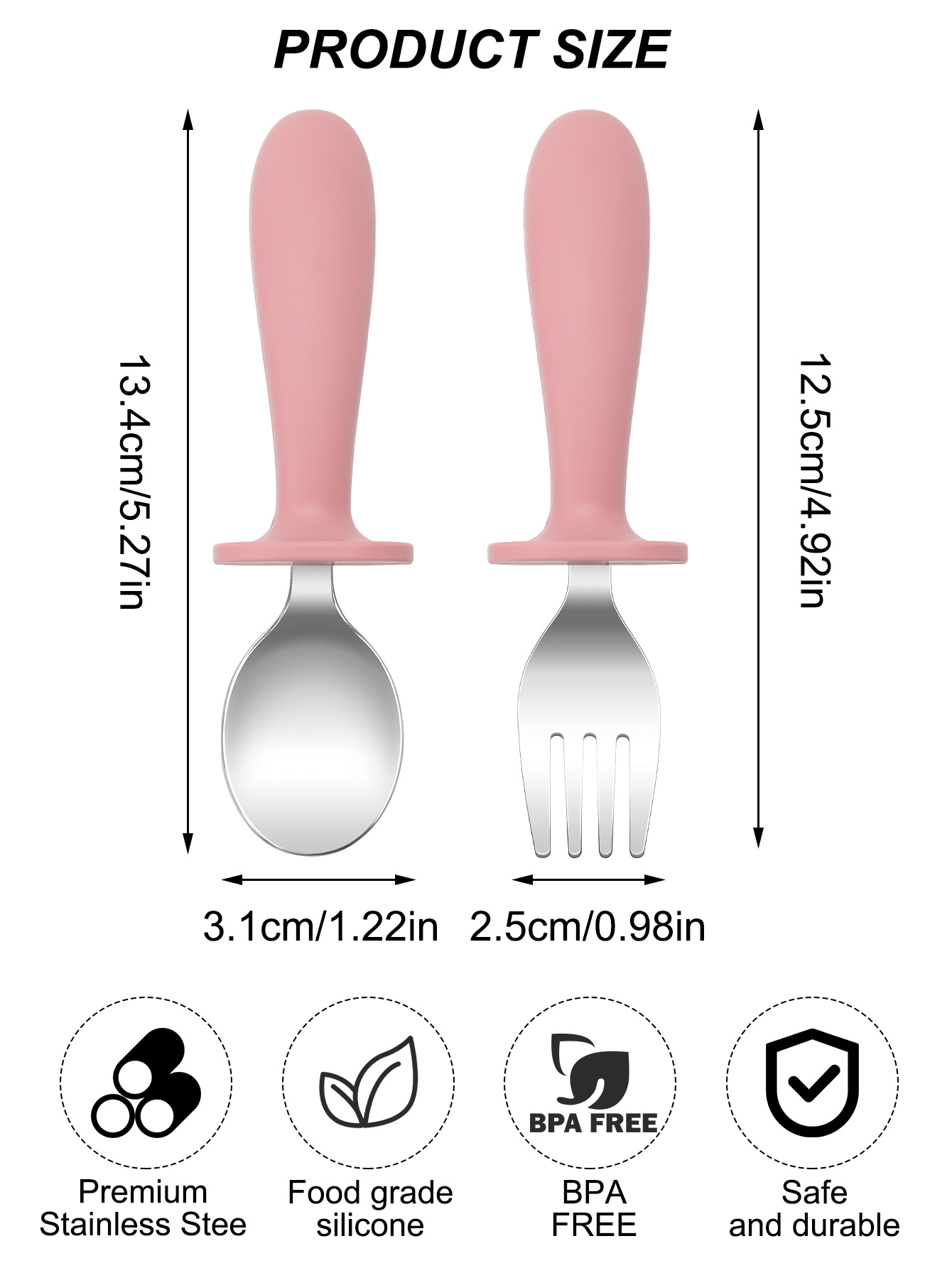 2PCS Stainless Steel Fork Spoo - Baby Food Utensils Set incelemesi ve fiyatı
