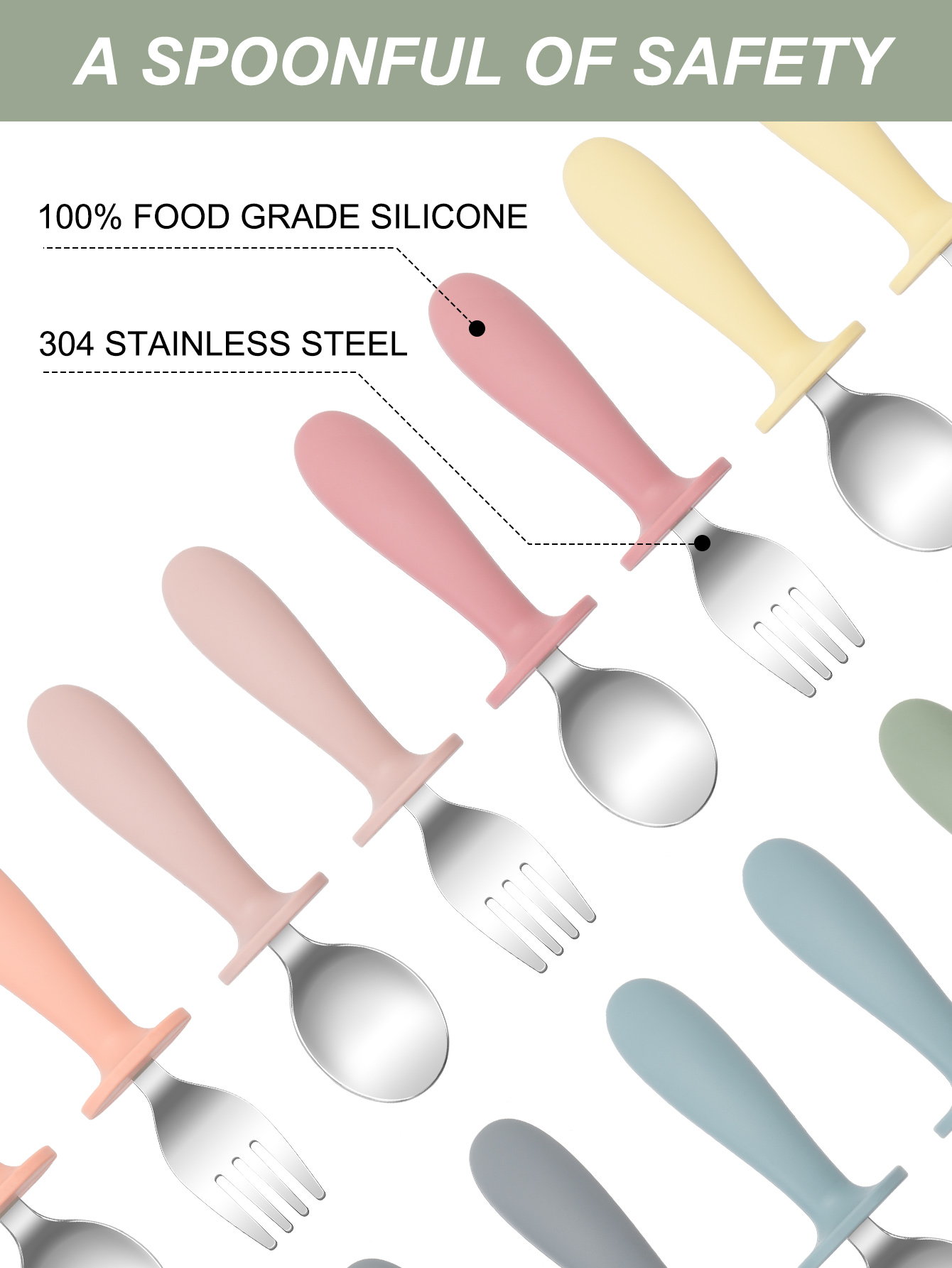 2PCS Stainless Steel Fork Spoo - Baby Food Utensils Set incelemesi ve fiyatı