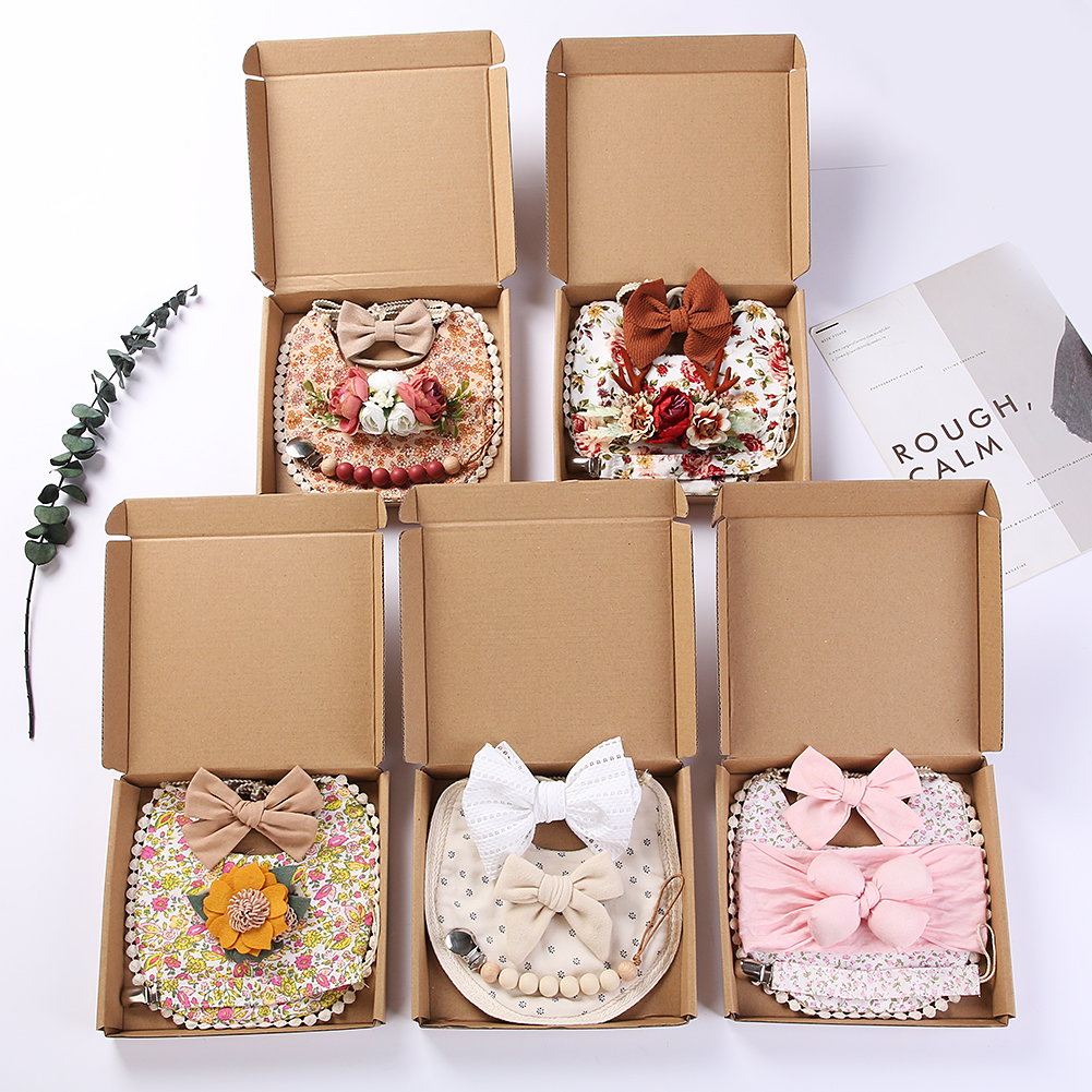 4Pcs/Set Flower Print Baby Bib - Baby Food Pacifier incelemesi ve fiyatı