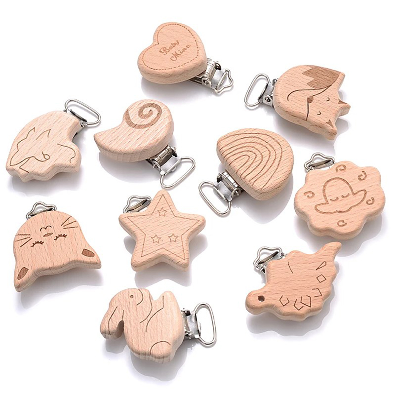 5Pcs Wooden Pacifier Clip Food - Baby Food Natural incelemesi ve fiyatı
