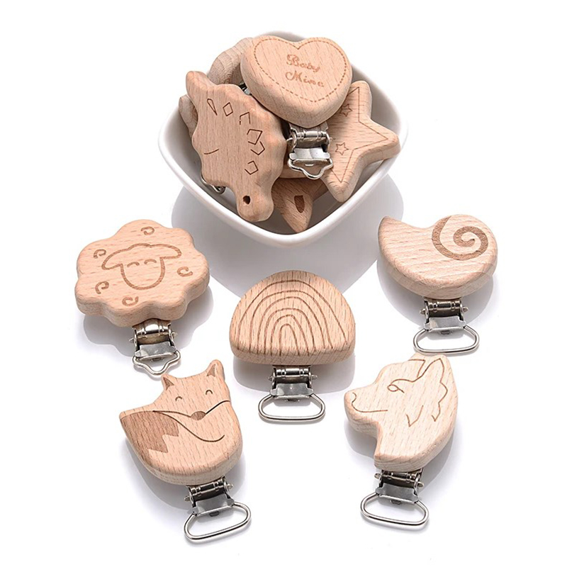 5Pcs Wooden Pacifier Clip Food - Baby Food Natural incelemesi ve fiyatı